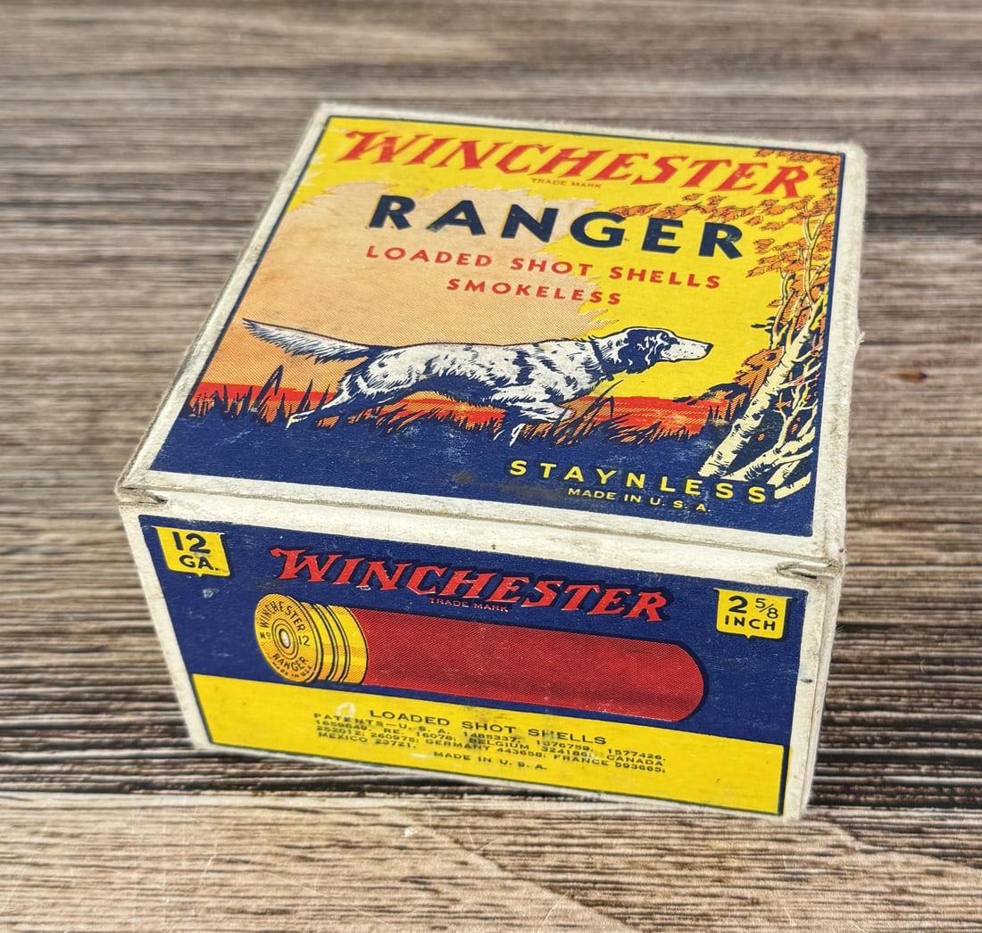 Box Of Winchester Ranger 12 Ga Shotgun Shells: Full 25 round box of paper shells. California and New York Shipments Requires this lot to be sent to an FFL Dealer.