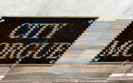 City Morgue Cast Iron Sign Plaque