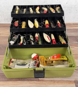Vintage Fishing Tackle Box and Contents