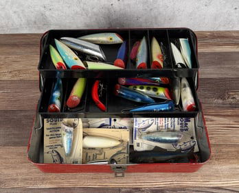 Vintage Fishing Tackle Box and Contents