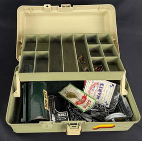 Vintage Fishing Tackle Box & Contents