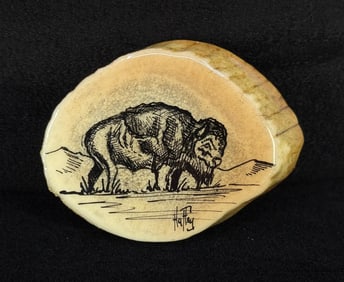 Montana Buffalo Elk Horn Belt Buckle