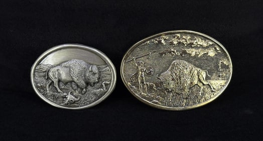 Vintage Buffalo Hunting Belt Buckles