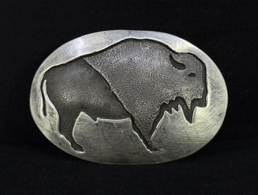 Navajo Sterling Silver Buffalo Belt Buckle