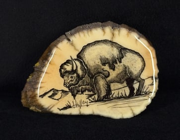 Montana Buffalo Elk Horn Belt Buckle