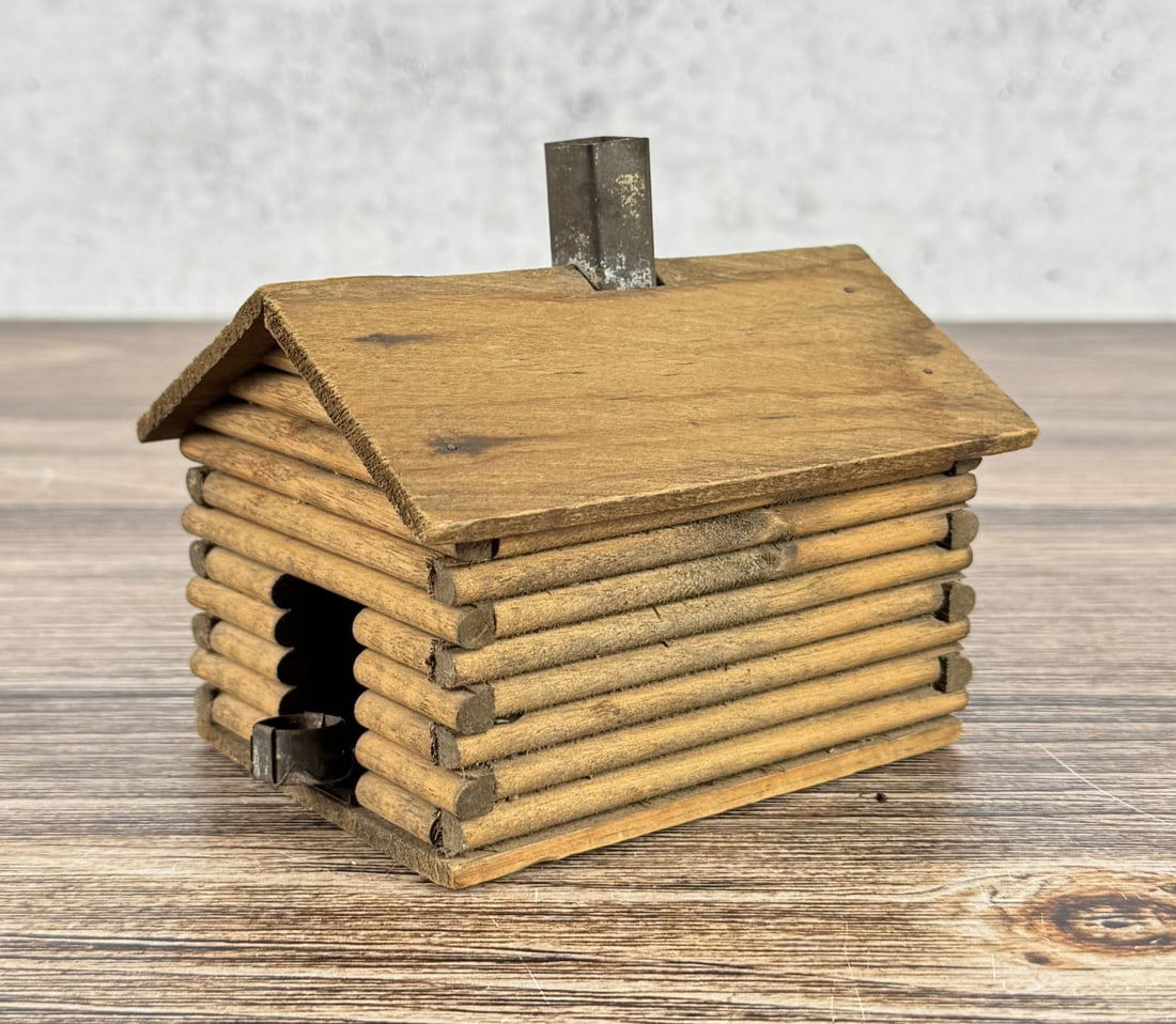 Folk Art Log Cabin Incense Burner (1 of 8)