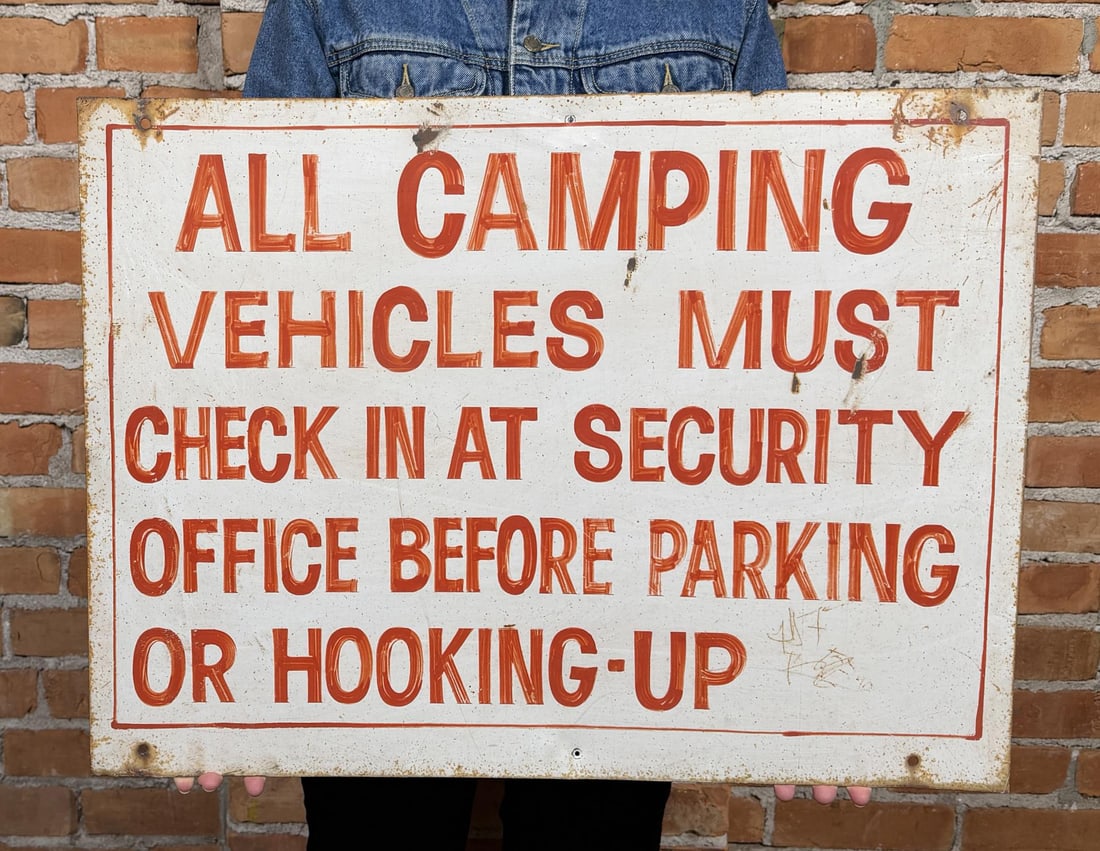 Old Montana Campground Painted Tin Sign: 24" by 18"