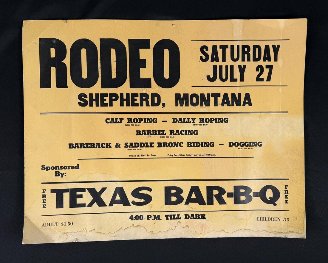 1960s Shepherd Montana Rodeo Sign: 22" by 28"