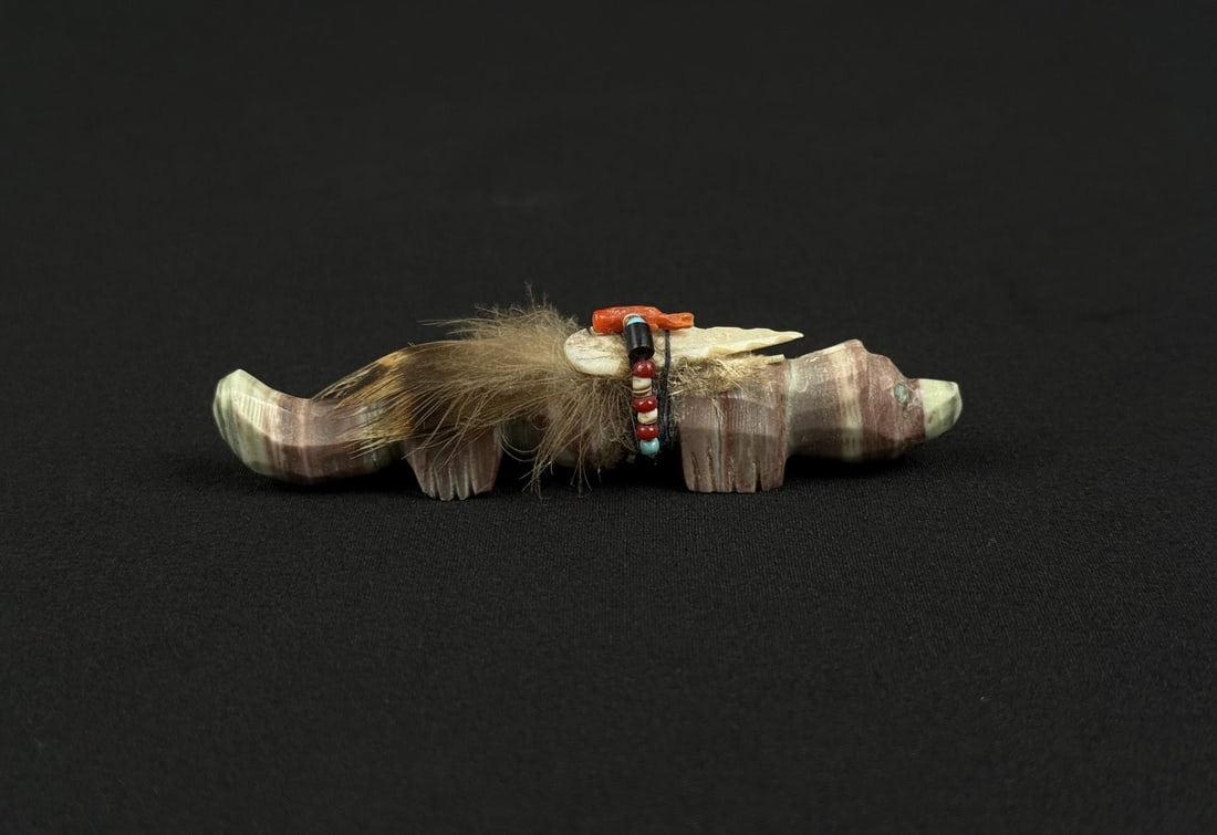 Herbert Davis Zuni Carved Serpentine Coyote Fetish: 3 1/2" by 3/4" by 3/4".