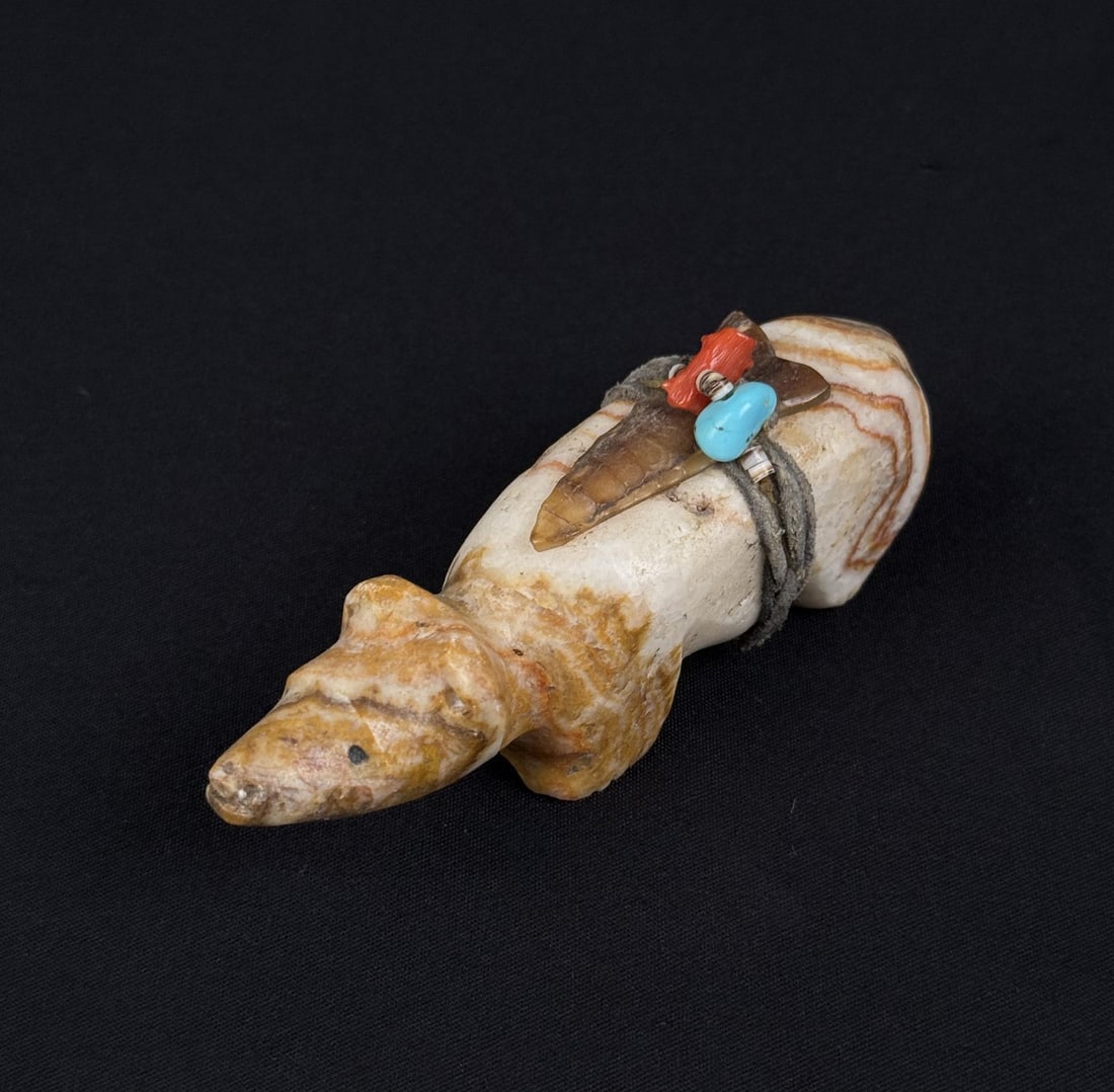 Zuni Carved Bear Fetish: 3 3/4" long.