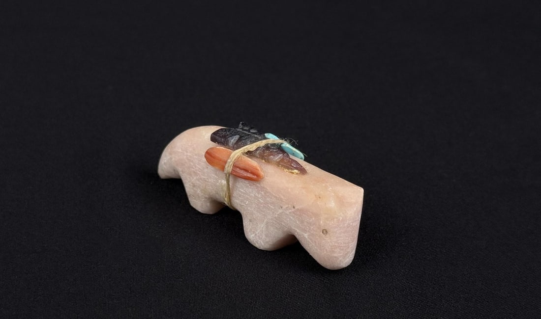 Zuni Carved Rose Quartz Fox Fetish: 2 1/2" long.