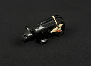 Roy Davis Zuni Carved Jet Mountain Lion Fetish