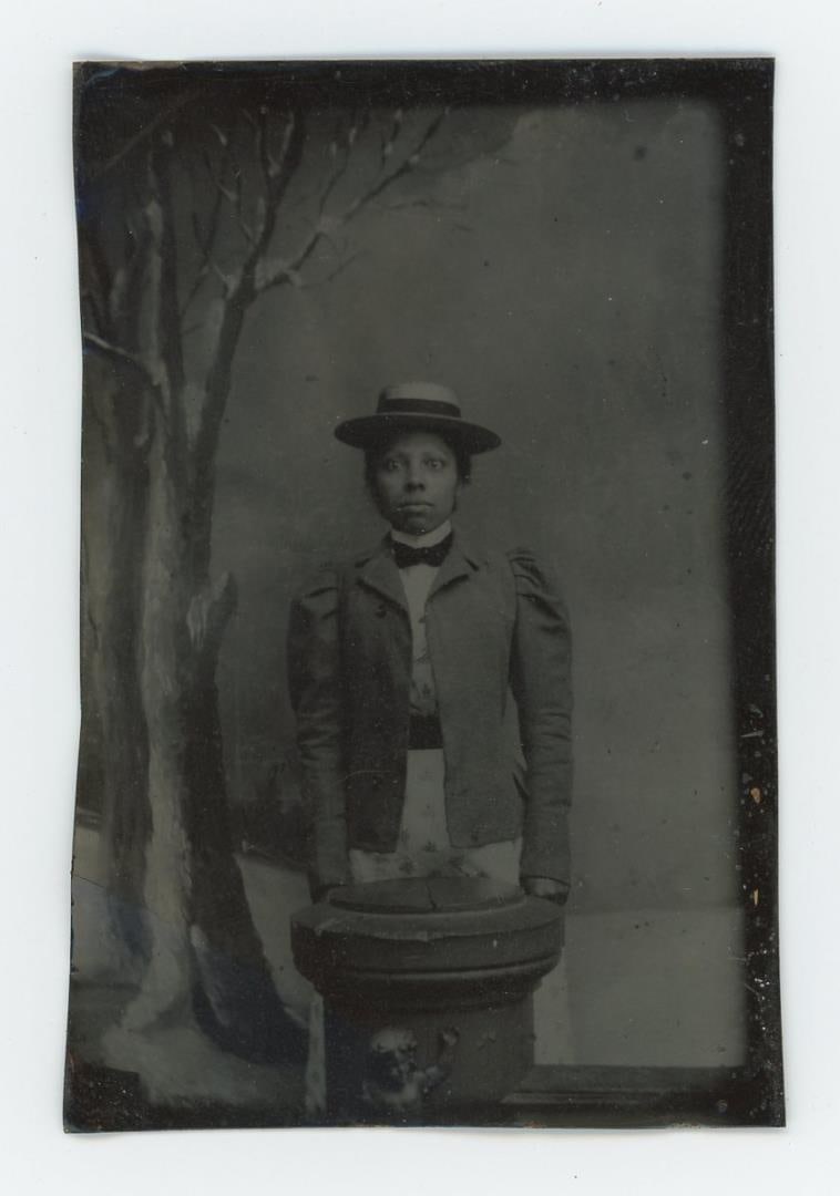 African American Black Woman Tintype Photo: 2 1/4" by 3 1/2".