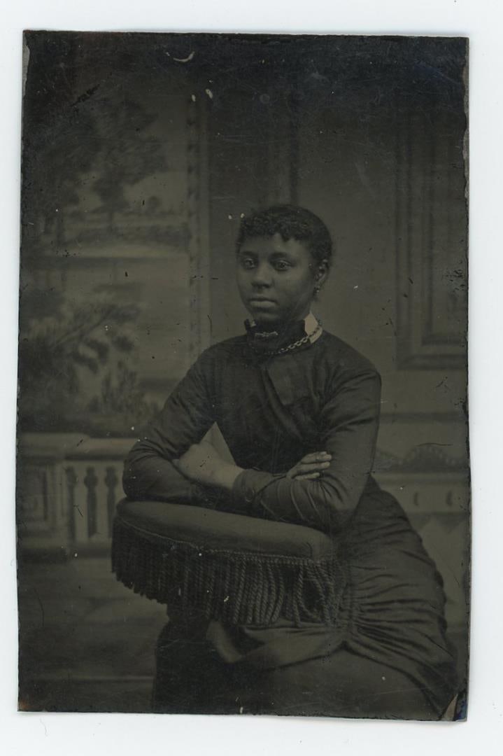 African American Black Woman Tintype Photo: 2 1/2" by 3 1/2"