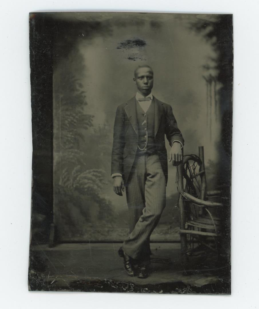 African American Black Man Tintype Photo: 2 1/2" by 3 1/2"