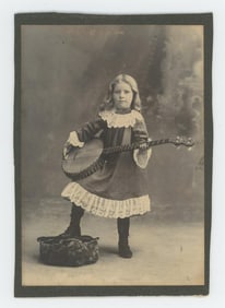 Occupational Musician Girl & Banjo Cabinet Photo