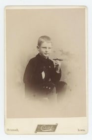 Grinnell Iowa Boy with Cigar Cabinet Photo