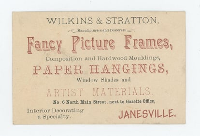Janesville Wisconsin Picture Frame Business Card
