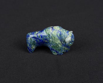 Kevin Quam Zuni Carved Azurite Buffalo Fetish