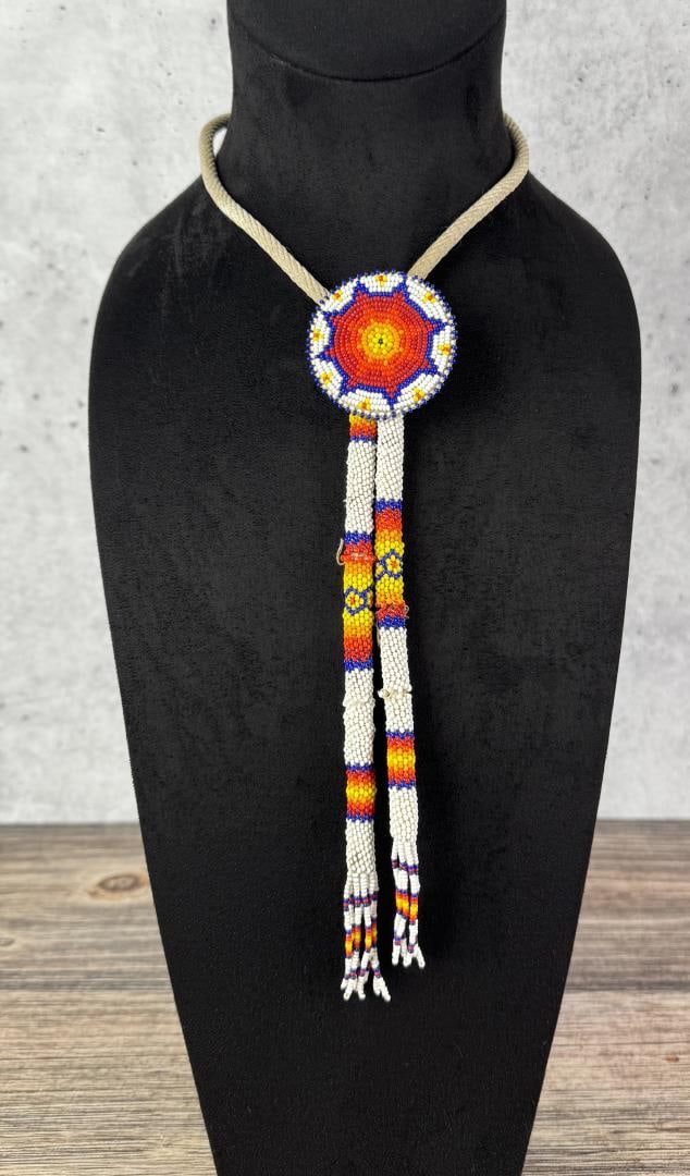Blackfoot Native American Indian Beaded Bolo Tie (1 of 6)