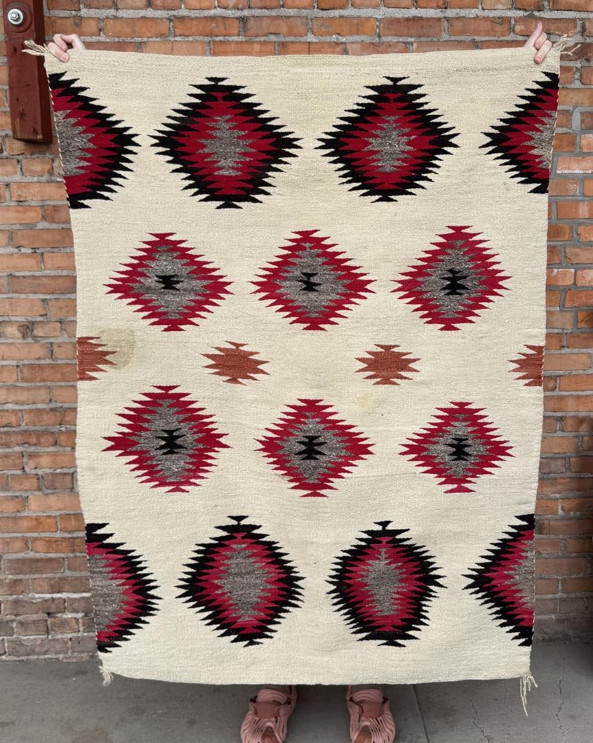 Navajo Indian Ganado Saddle Blanket Rug: 45" by 61".