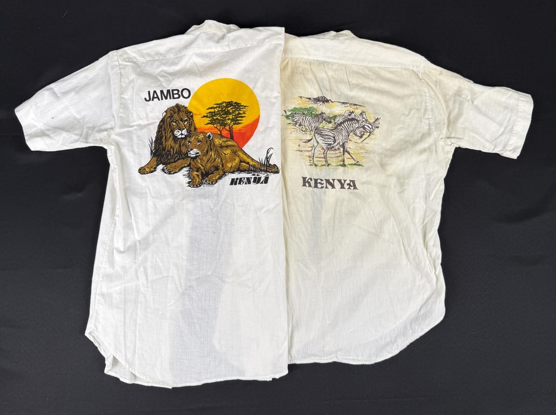 Vintage Kenya Africa Shirts: Both Size Large.