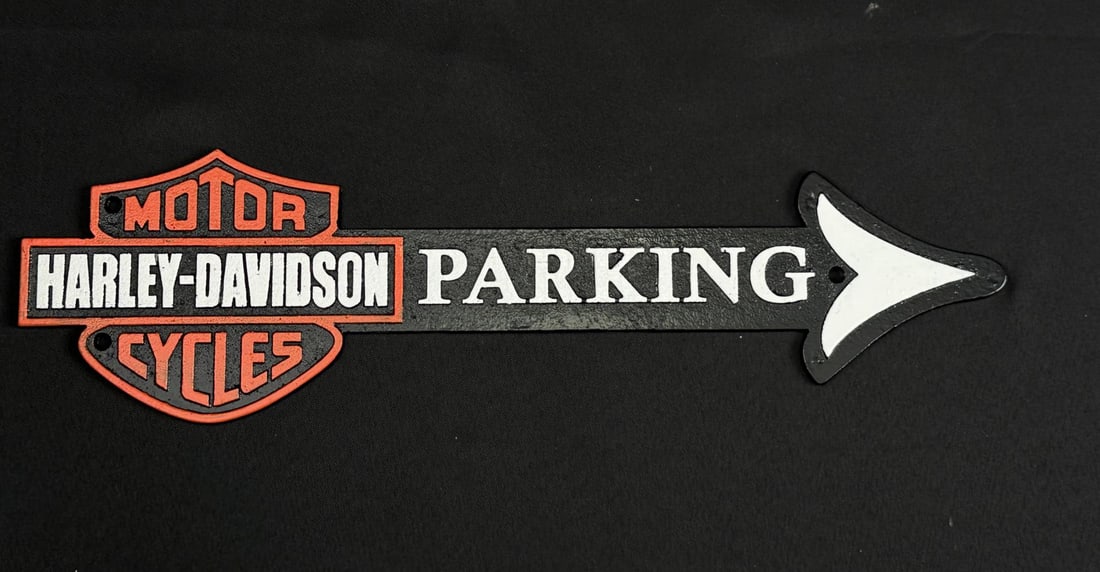 Cast Iron Harley Davidson Motorcycle Parking Sign (1 of 3)
