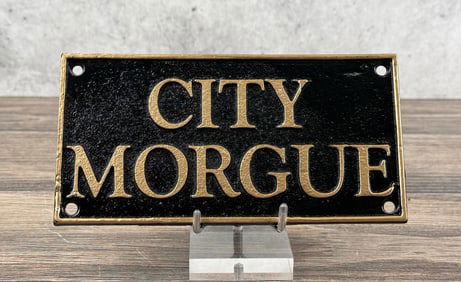 City Morgue Cast Iron Sign Plaque