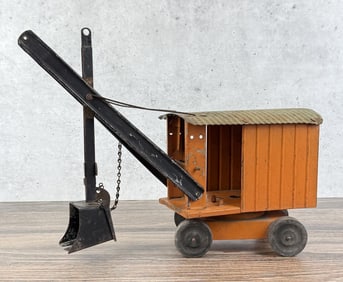 Structo Pressed Steel Steam Shovel Crane Toy