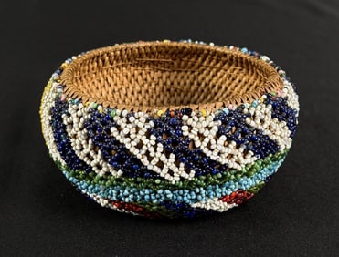 Paiute Native American Indian Beaded Basket