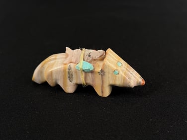 Marnella Kucate Zuni Carved Pair of Wolves Fetish