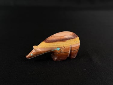 Zuni Carved Dolomite Heartline Bear Fetish