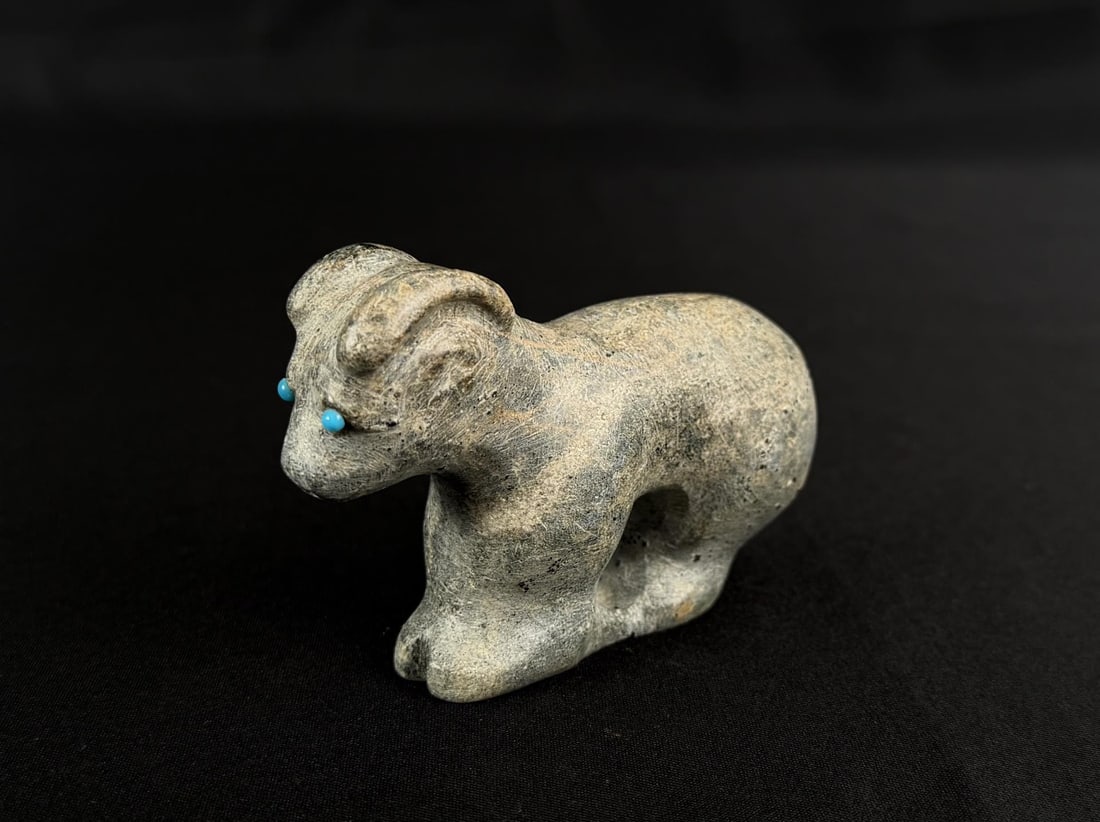 Zuni Carved Travertine Ram Fetish: 3 1/4" long.