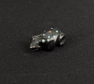 Zuni Carved Jet Frog Fetish