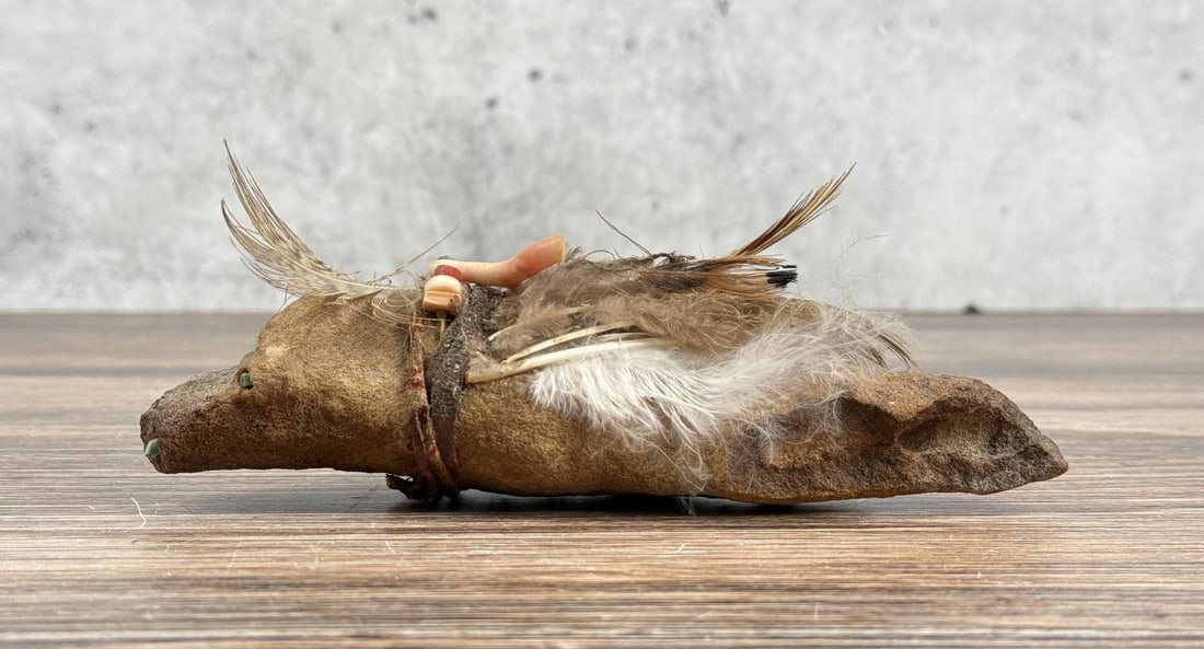 Zuni Carved Sandstone Fetish: 7" long.