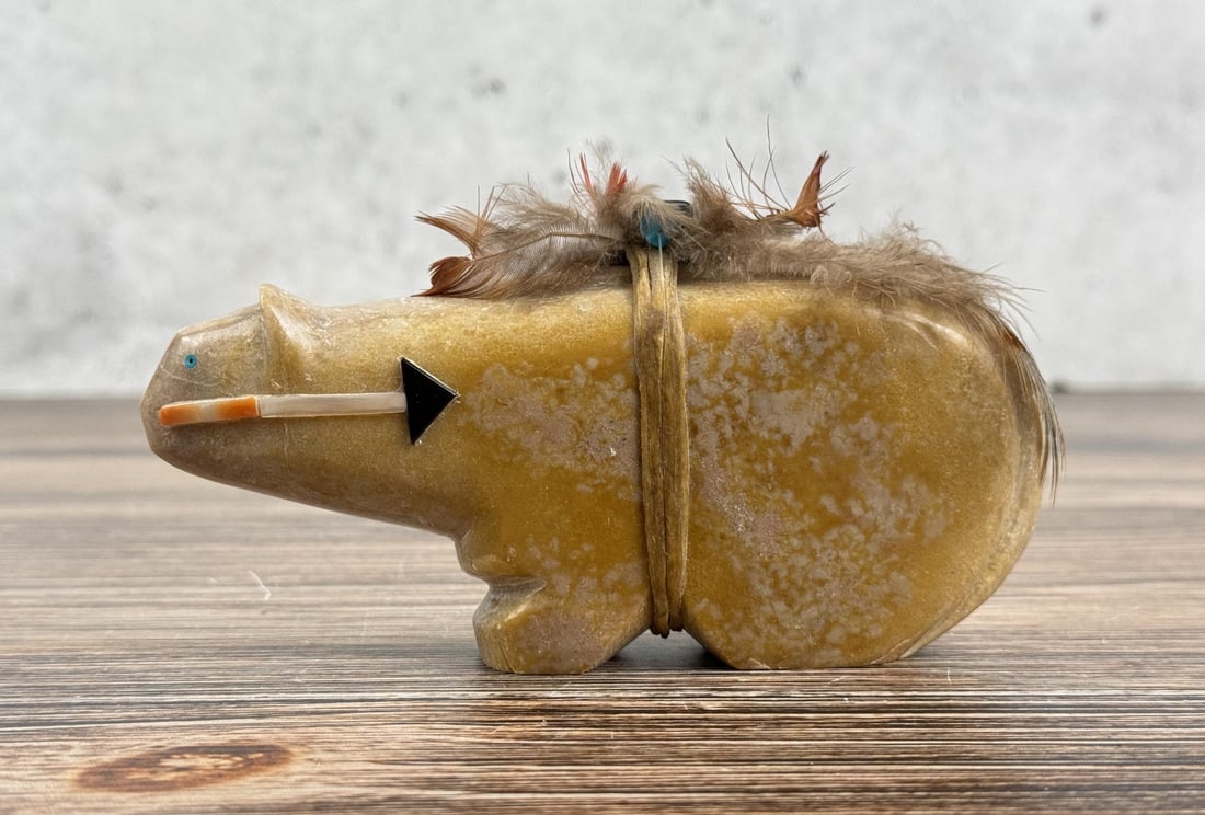 Andy Abeita Zuni Carved Bear Fetish: 5 5/8" by 3" by 1 1/4"