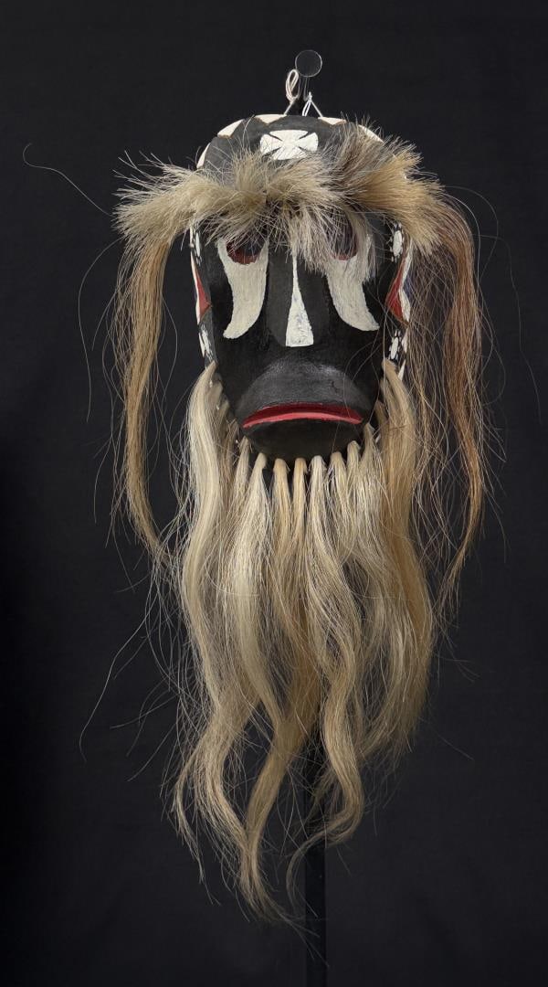 Mayo Pascola Sonora Yaqui Mask: 16 3/4" by 8 1/2" by 4 1/8" with hair.