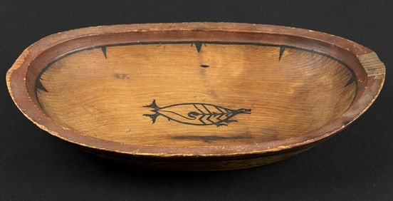 Antique Alaskan Inuit Yupik Eskimo Wood Bowl