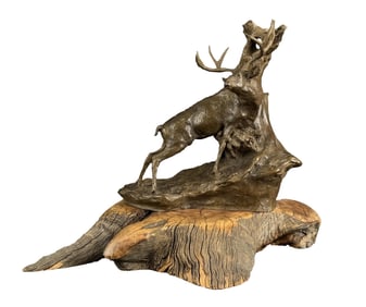 Jeff Wolf The Itching Post Bronze