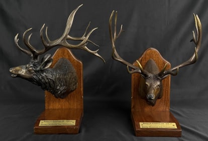 Jack Logozzo Boone & Crockett Elk Bookends Bronzes