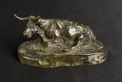 Charles M Russell Montana Sitting Steer Bronze