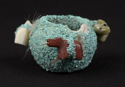 Zuni Indian Turquoise Fetish Pot