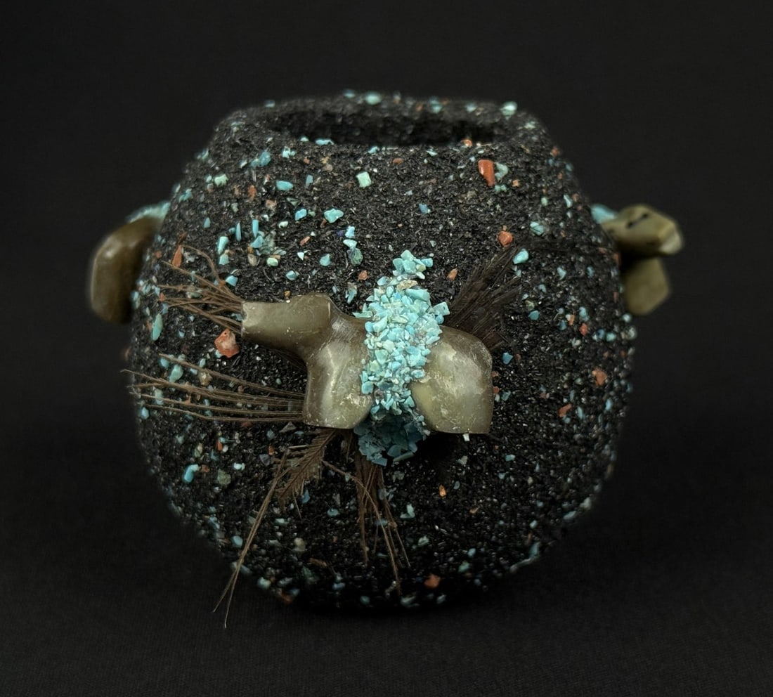 Zuni Indian Turquoise Fetish Pot (1 of 5)
