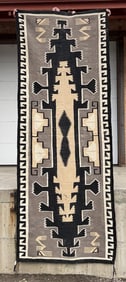 Navajo Indian Two Grey Hills Runner Rug