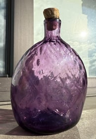 Stiegel Glasswork Amethyst Daisy Hex Flask Bottle