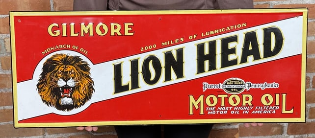 Gilmore Lion Head Motor Oil Sign