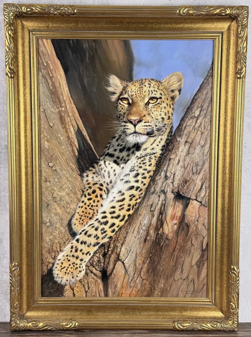 Pip McGarry Leopard in a Tree Botswana Painting (1 of 4)