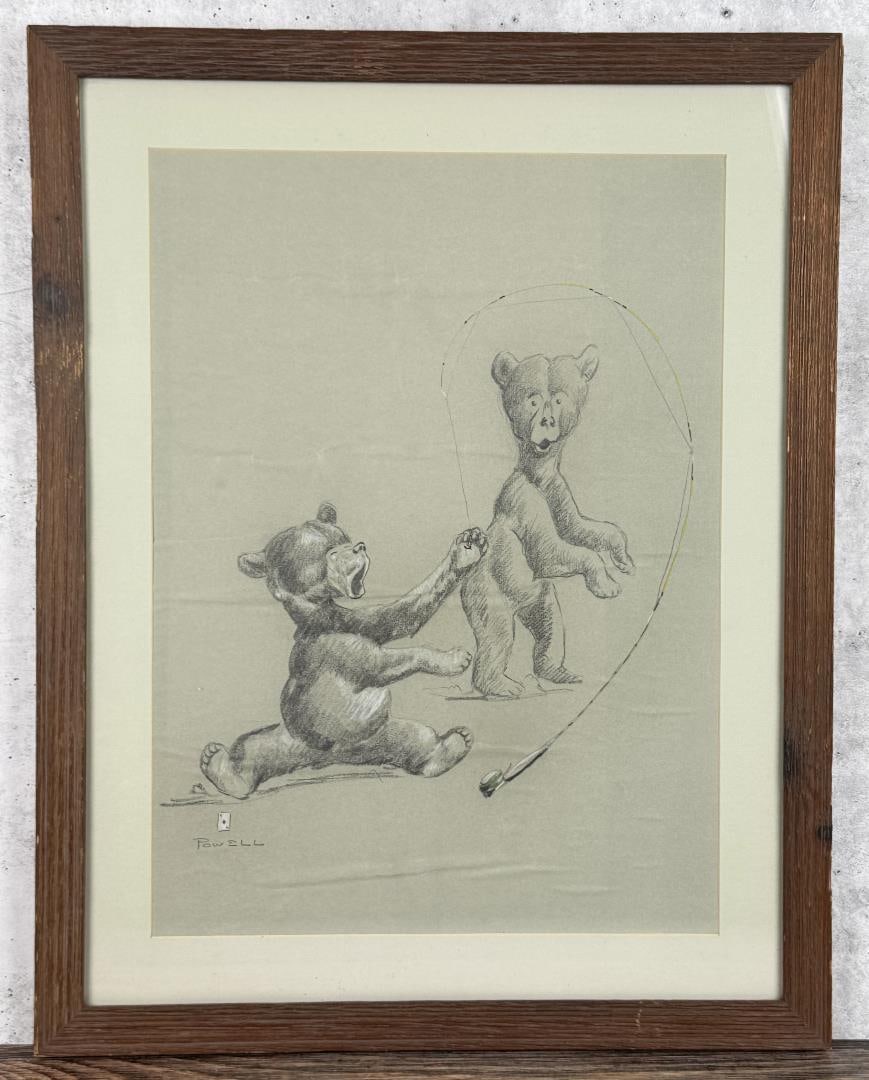 Ace Powell Black Bear Cubs Pastel Drawing (1 of 4)