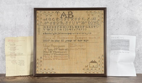 1837 Connecticut Sampler Flora Thompson