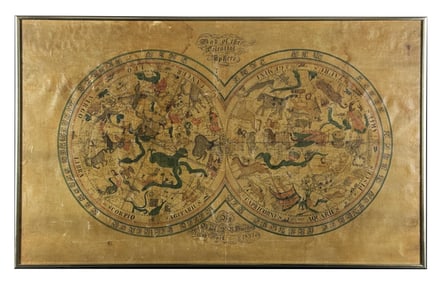 1832 New York Folk Art Painted Celestial Map